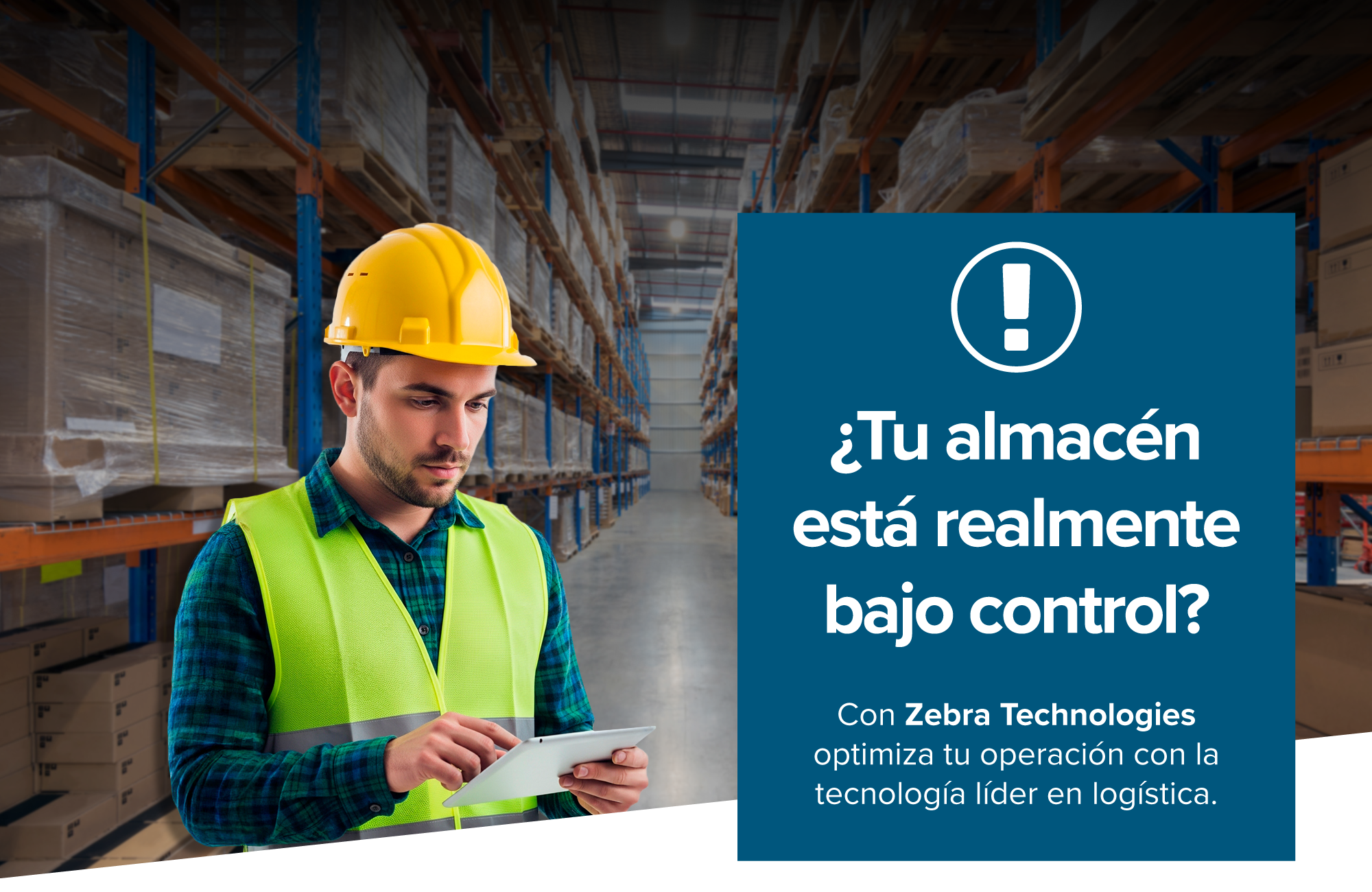 Banner principal mostrando equipos Zebra y el texto: Optimiza tu operación con la tecnología líder en logística